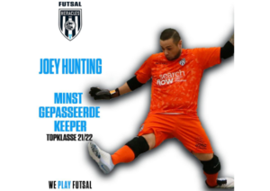Minst gepasseerde keeper Topklasse 2021/2022: Joey Hunting (Heracles Almelo Futsal)